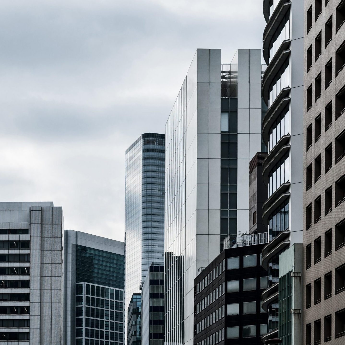 Cropped view of tall office buildings